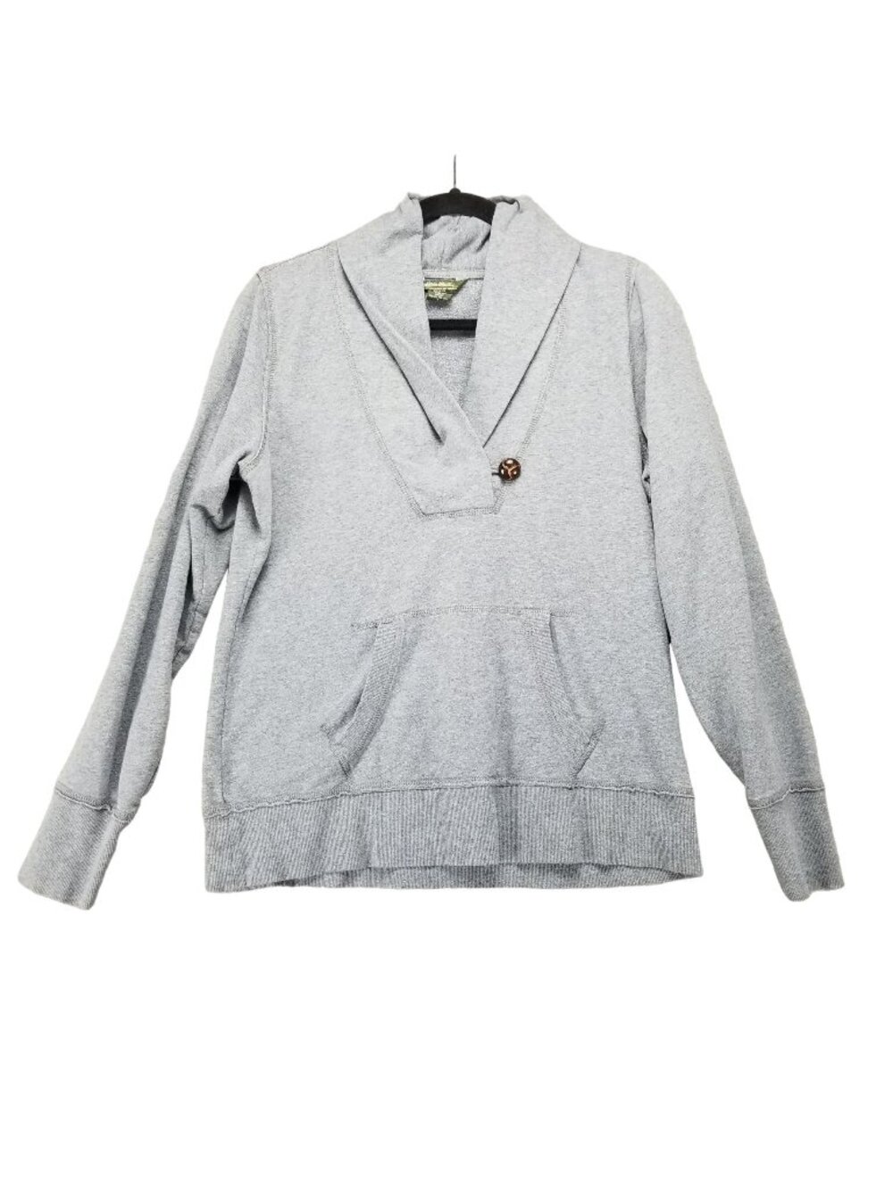 Eddie Bauer Shirt Mens Large Gray Shawl Collar Pullover Sweatshirt Gorpcore